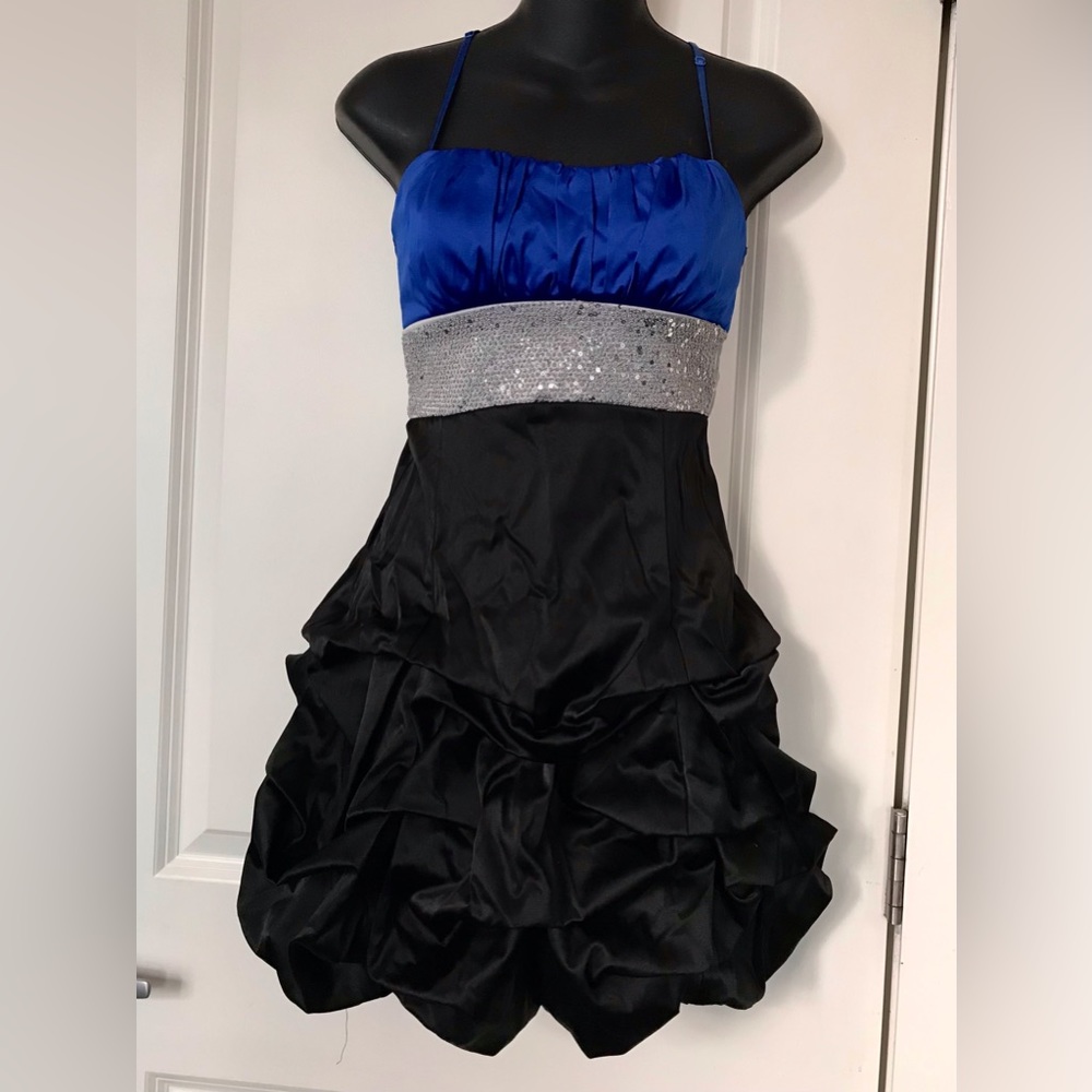 Pre Y2K 90’s Ruby Rox Royal Blue and Silver Black Homecoming Prom Party Dress